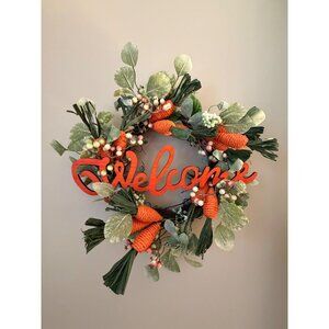 Carrot Easter Spring Wreath Welcome Sign Front Door Decor Rustic Farmhouse